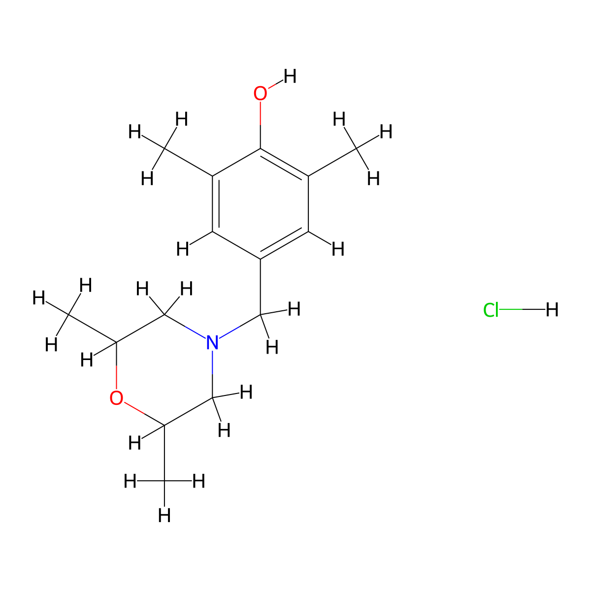 4-[(2,6-Dimethylmorpholino)methyl]-2,6-dimethylphenol hydrochloride molecular structure, CAS 218795-97-2