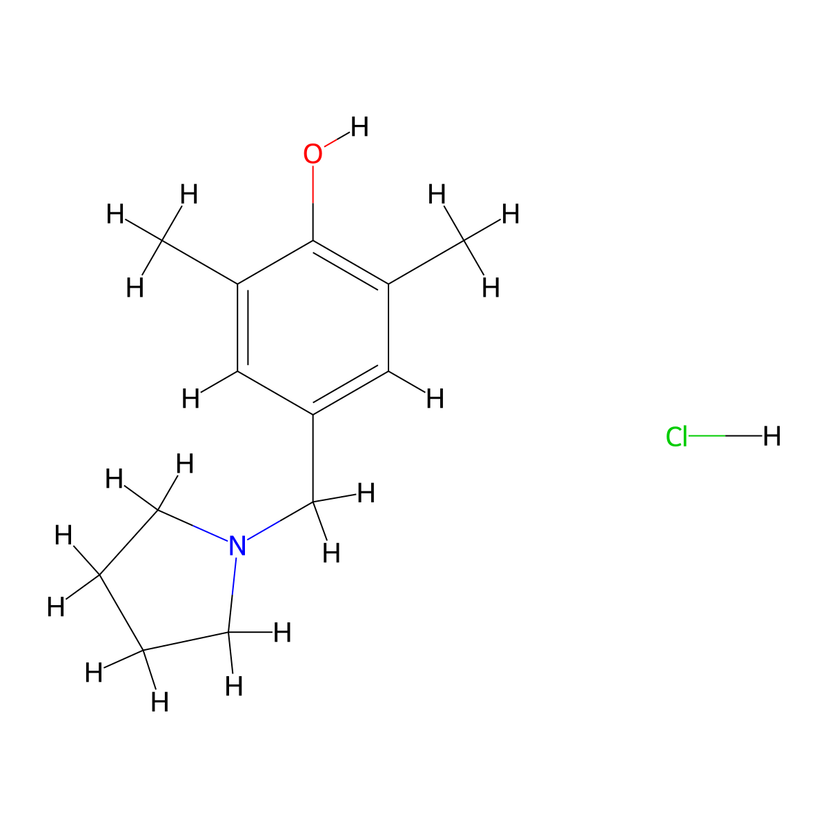 2,6-dimethyl-4-(pyrrolidin-1-ylmethyl)phenol Hydrochloride molecular structure, CAS 218796-04-4