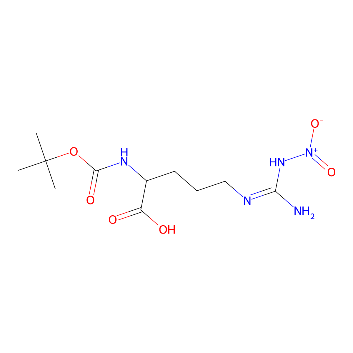 L-Ornithine, N2-[(1,1-dimethylethoxy)carbonyl]-N5-[imino(nitroamino)methyl]- molecular structure, CAS 2188-18-3