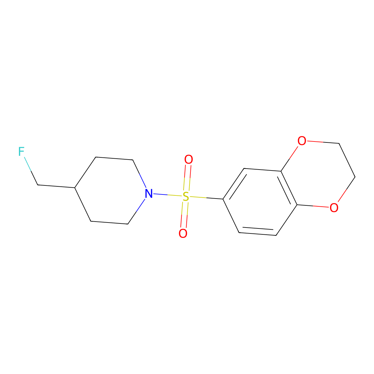 1-(2,3-Dihydro-1,4-benzodioxine-6-sulfonyl)-4-(fluoromethyl)piperidine molecular structure, CAS 2188166-55-2