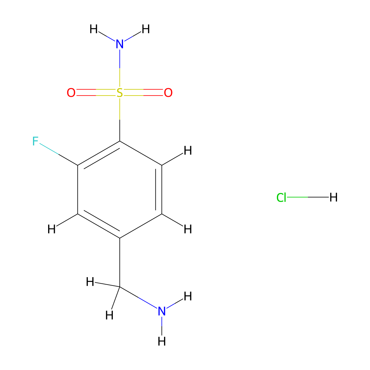 4-(Aminomethyl)-2-fluorobenzenesulfonamide hydrochloride molecular structure, CAS 2188180-36-9