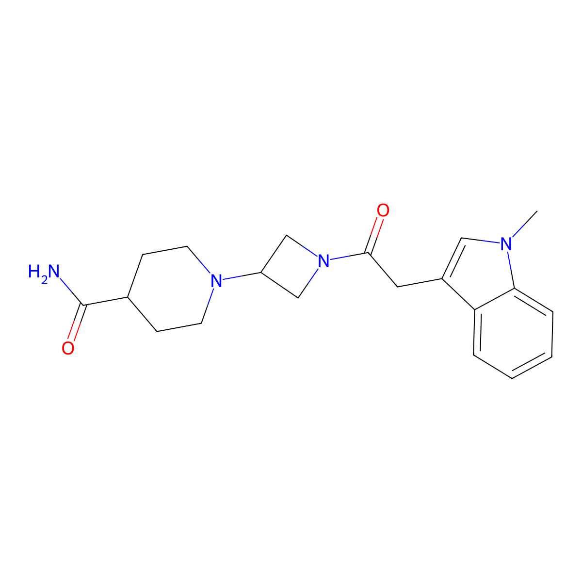1-{1-[2-(1-methyl-1H-indol-3-yl)acetyl]azetidin-3-yl}piperidine-4-carboxamide molecular structure, CAS 2188202-75-5