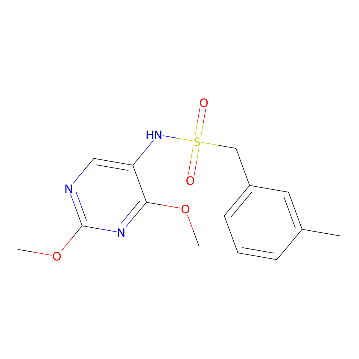 N-(2,4-dimethoxypyrimidin-5-yl)-1-(3-methylphenyl)methanesulfonamide molecular structure, CAS 2188202-77-7