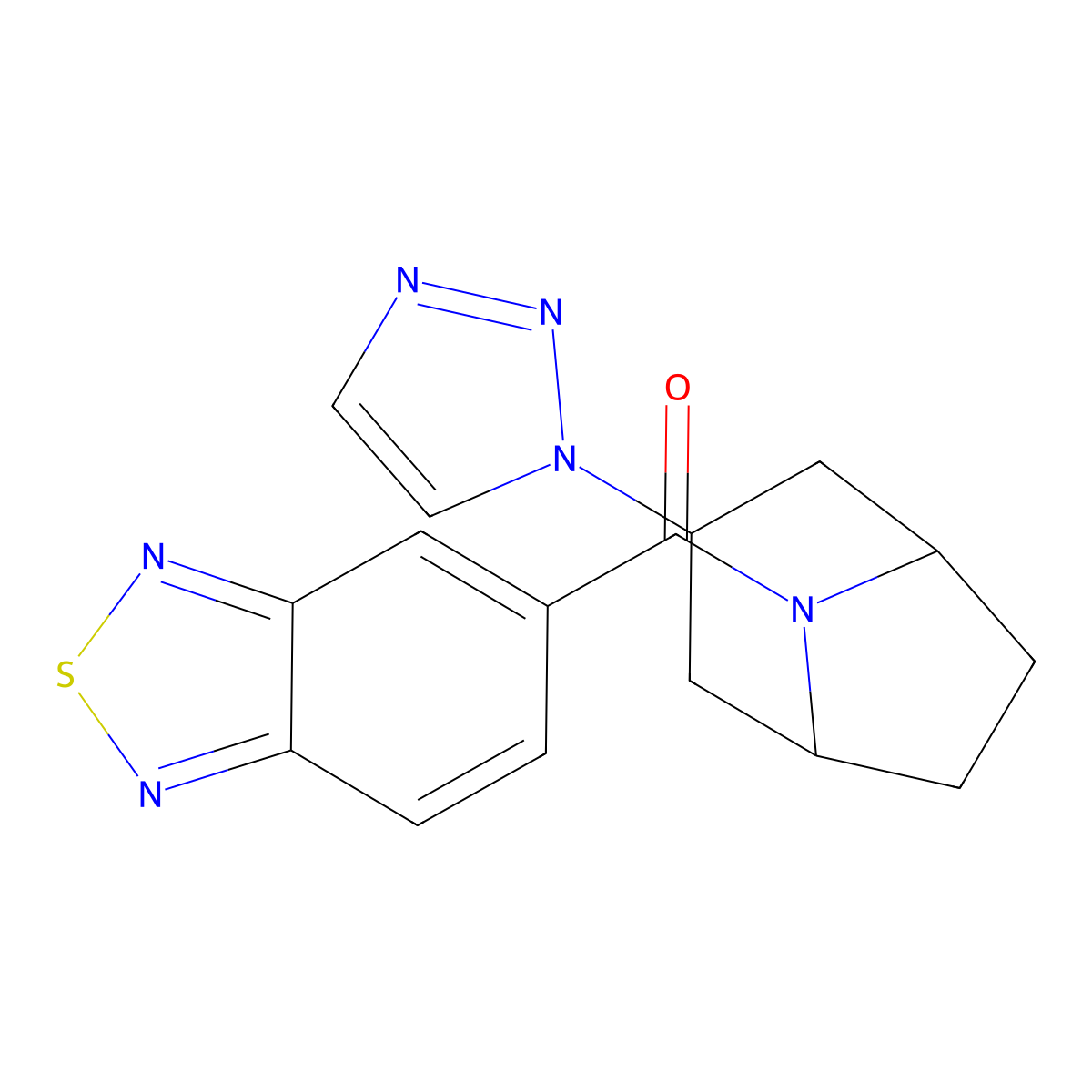 5-[3-(1H-1,2,3-triazol-1-yl)-8-azabicyclo[3.2.1]octane-8-carbonyl]-2,1,3-benzothiadiazole molecular structure, CAS 2188202-83-5