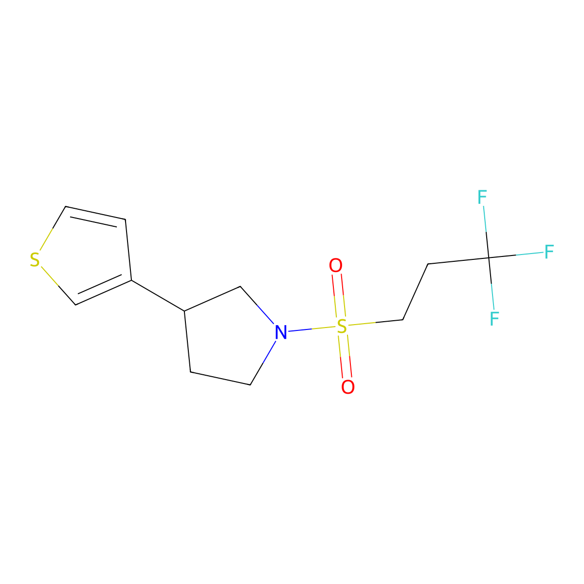 3-(Thiophen-3-yl)-1-(3,3,3-trifluoropropanesulfonyl)pyrrolidine molecular structure, CAS 2188202-87-9