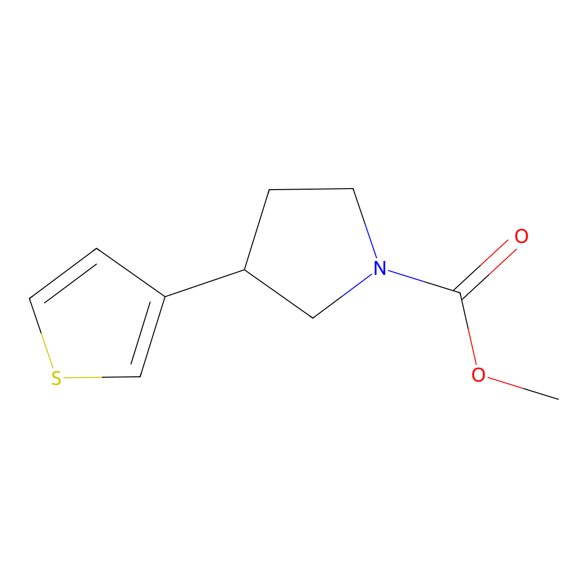 Methyl 3-(thiophen-3-yl)pyrrolidine-1-carboxylate molecular structure, CAS 2188202-89-1