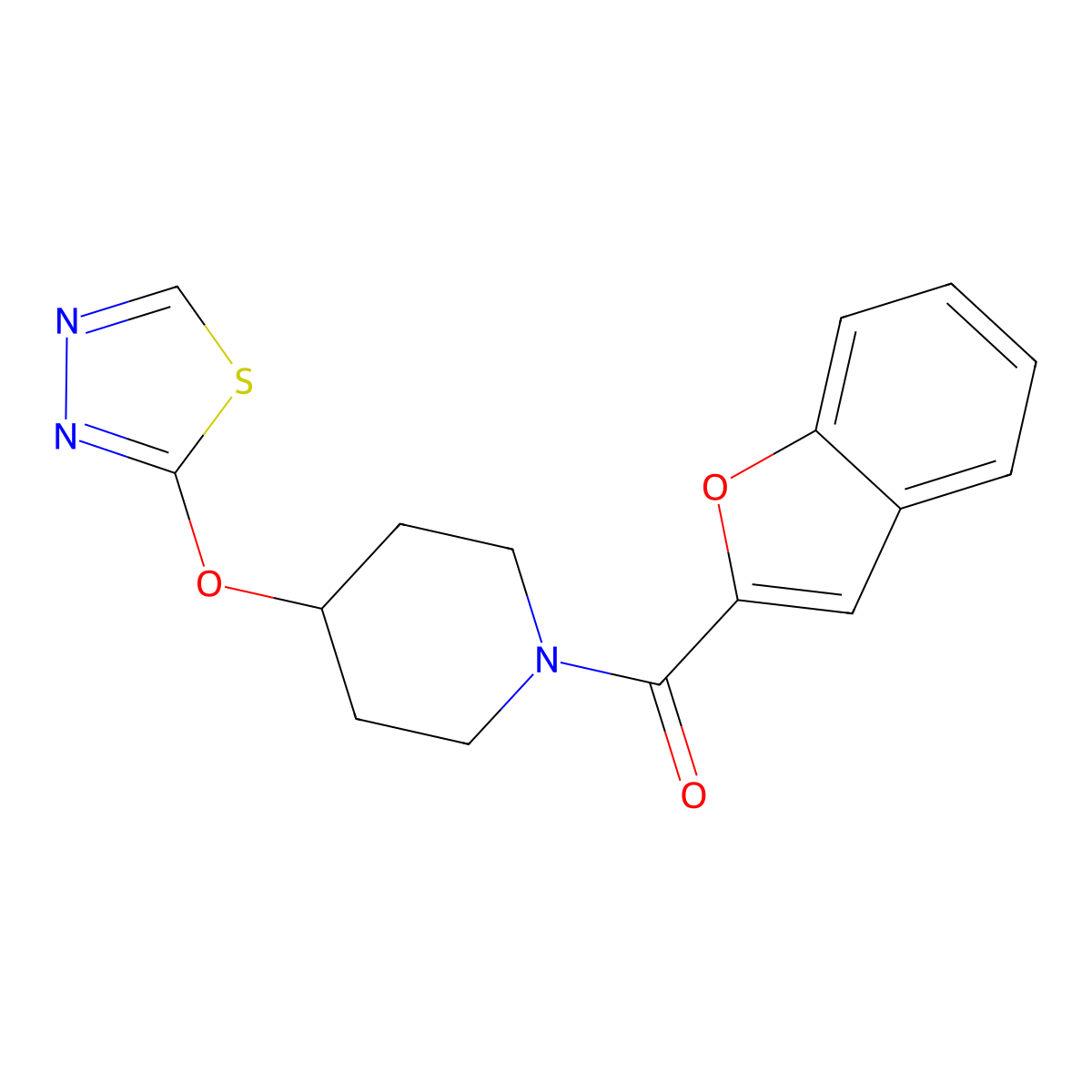 1-(1-Benzofuran-2-carbonyl)-4-(1,3,4-thiadiazol-2-yloxy)piperidine molecular structure, CAS 2188202-93-7