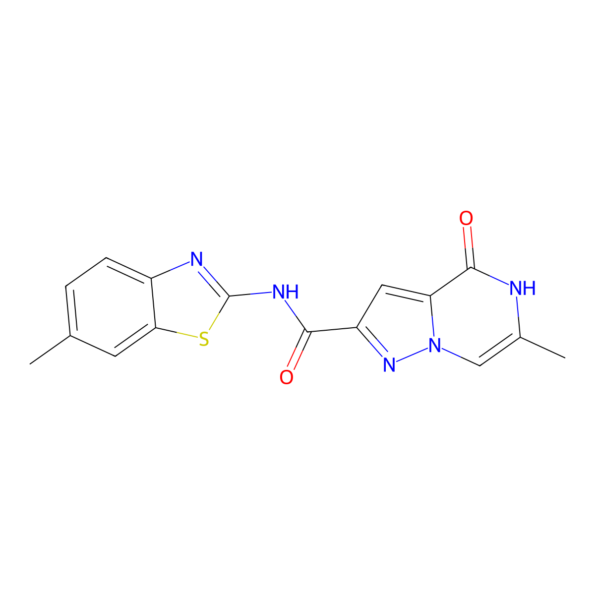 6-methyl-N-(6-methylbenzo[d]thiazol-2-yl)-4-oxo-4,5-dihydropyrazolo[1,5-a]pyrazine-2-carboxamide molecular structure, CAS 2188202-97-1