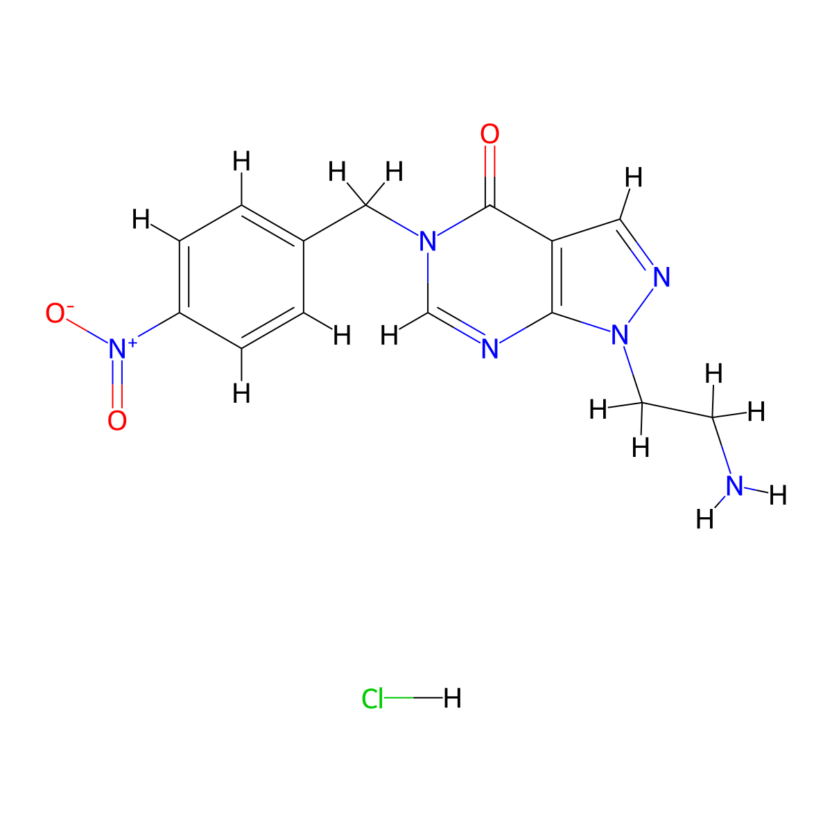 1-(2-aminoethyl)-5-(4-nitrobenzyl)-1,5-dihydro-4H-pyrazolo[3,4-d]pyrimidin-4-one hydrochloride molecular structure, CAS 2188203-00-9
