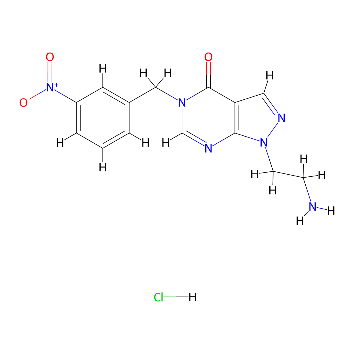 1-(2-aminoethyl)-5-(3-nitrobenzyl)-1,5-dihydro-4H-pyrazolo[3,4-d]pyrimidin-4-one hydrochloride molecular structure, CAS 2188203-02-1