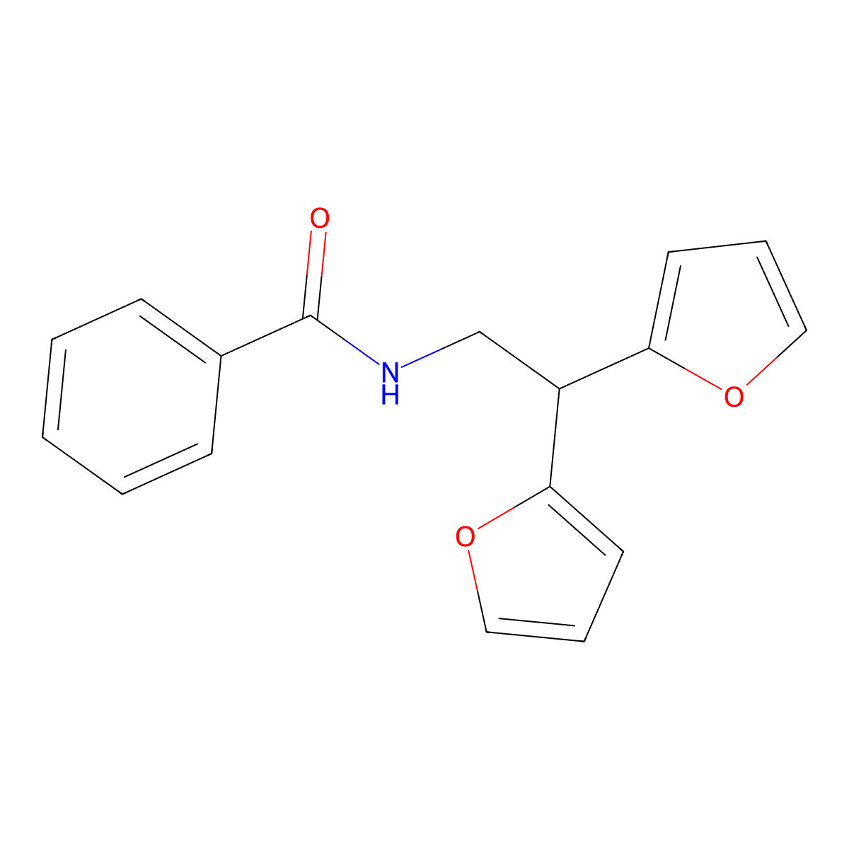 N-[2,2-bis(furan-2-yl)ethyl]benzamide molecular structure, CAS 2188203-16-7