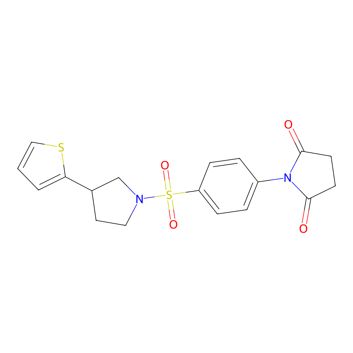 1-(4-{[3-(Thiophen-2-yl)pyrrolidin-1-yl]sulfonyl}phenyl)pyrrolidine-2,5-dione molecular structure, CAS 2188203-18-9