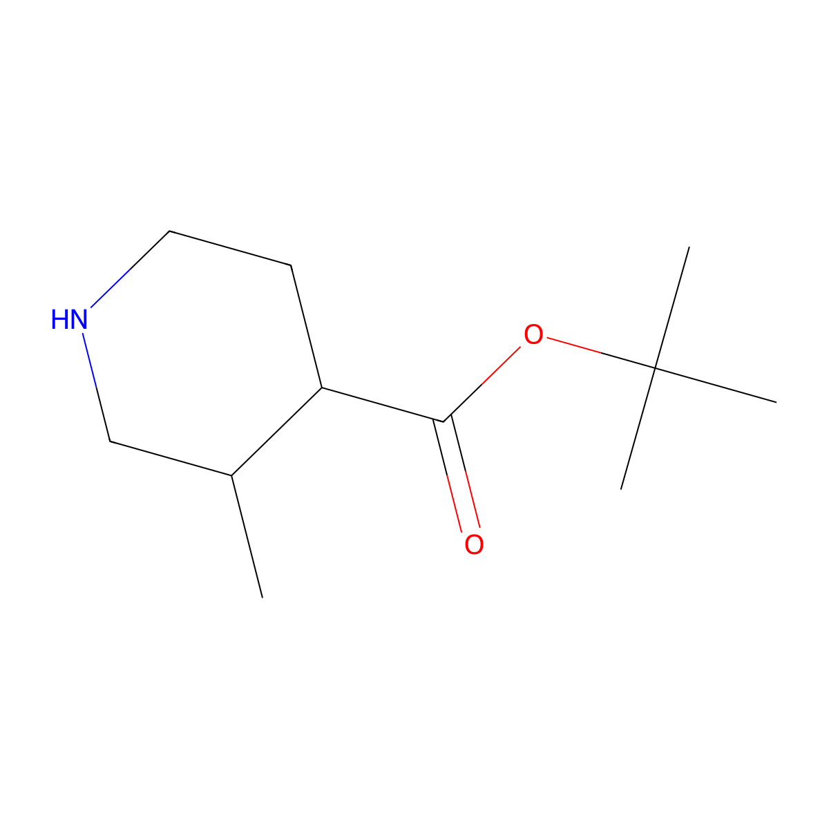 rac-tert-butyl (3R,4R)-3-methylpiperidine-4-carboxylate molecular structure, CAS 2188210-99-1