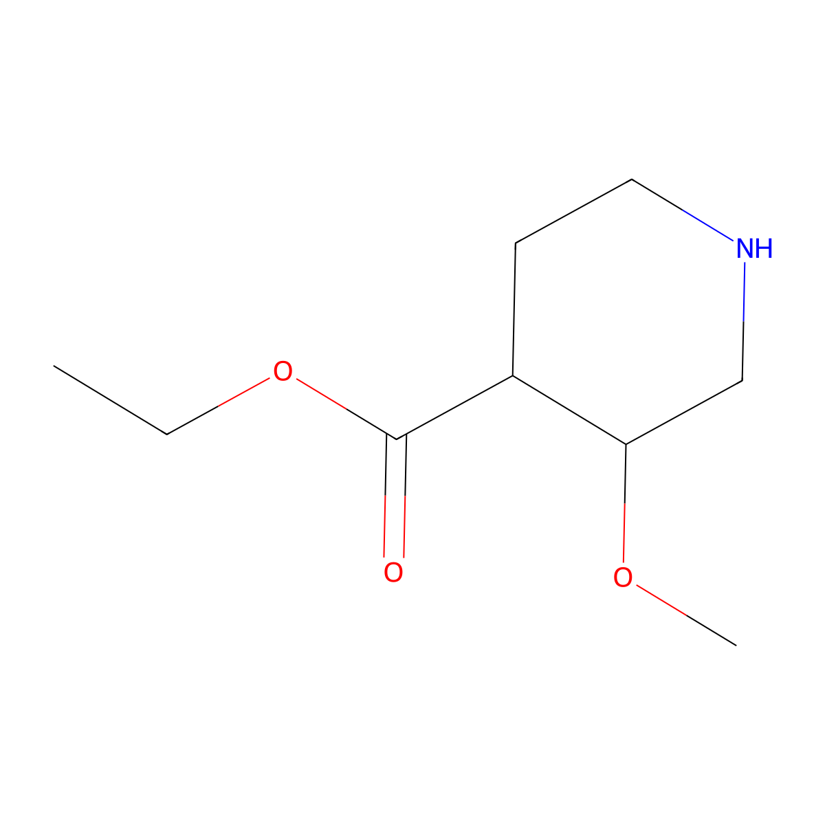 rac-ethyl (3R,4R)-3-methoxypiperidine-4-carboxylate molecular structure, CAS 2188211-13-2