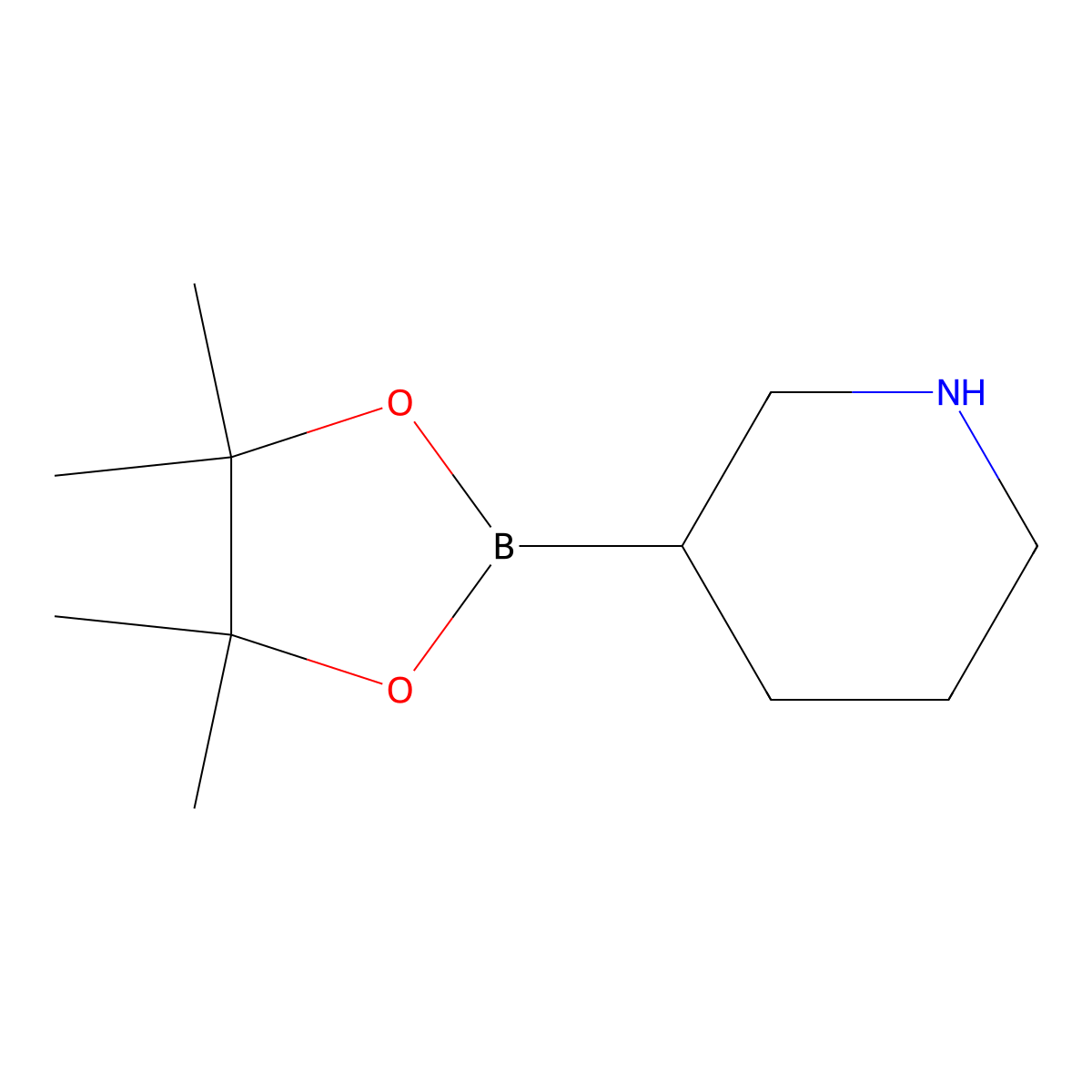 3-(Tetramethyl-1,3,2-dioxaborolan-2-yl)piperidine molecular structure, CAS 2188216-35-3