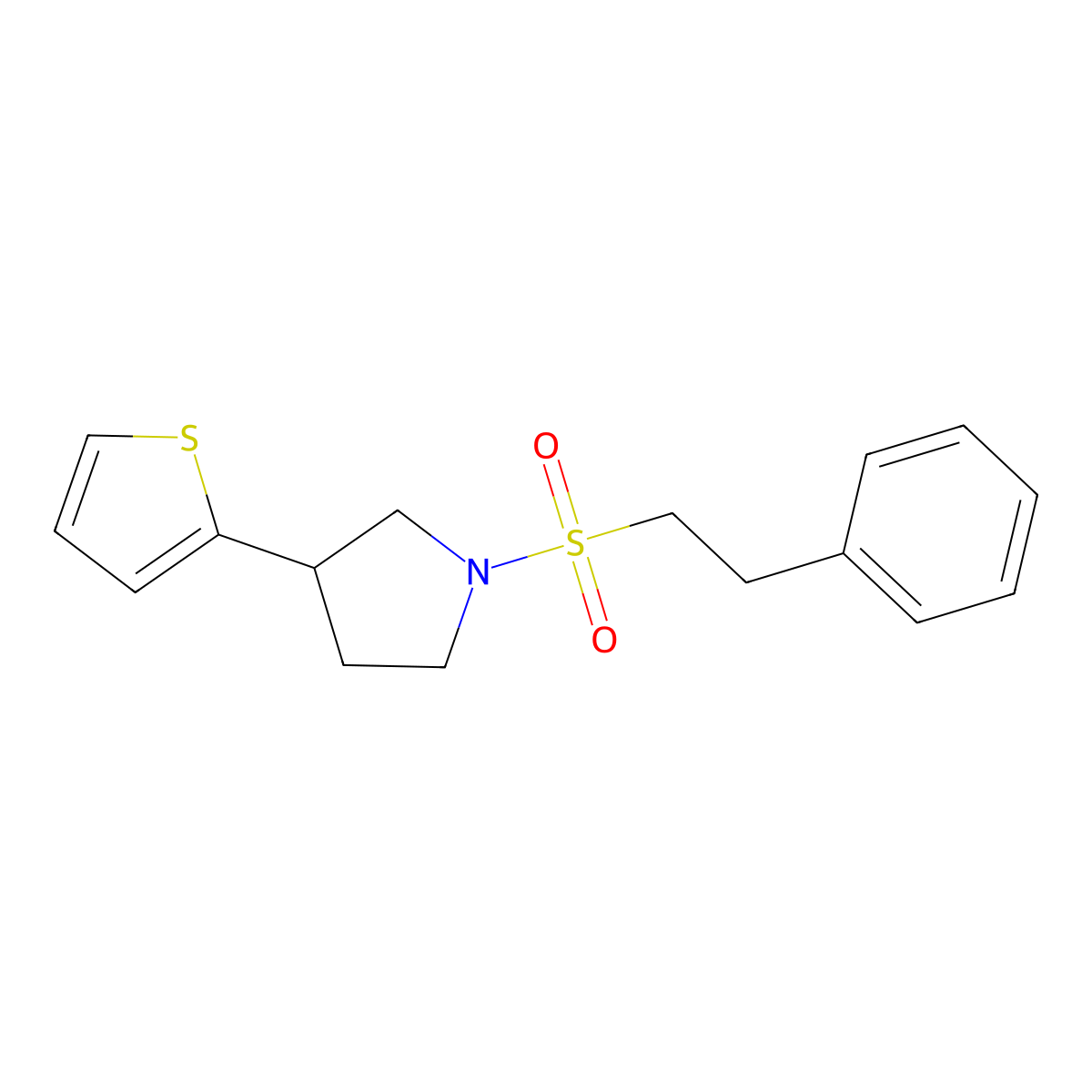 1-(Phenethylsulfonyl)-3-(thiophen-2-yl)pyrrolidine molecular structure, CAS 2188279-16-3