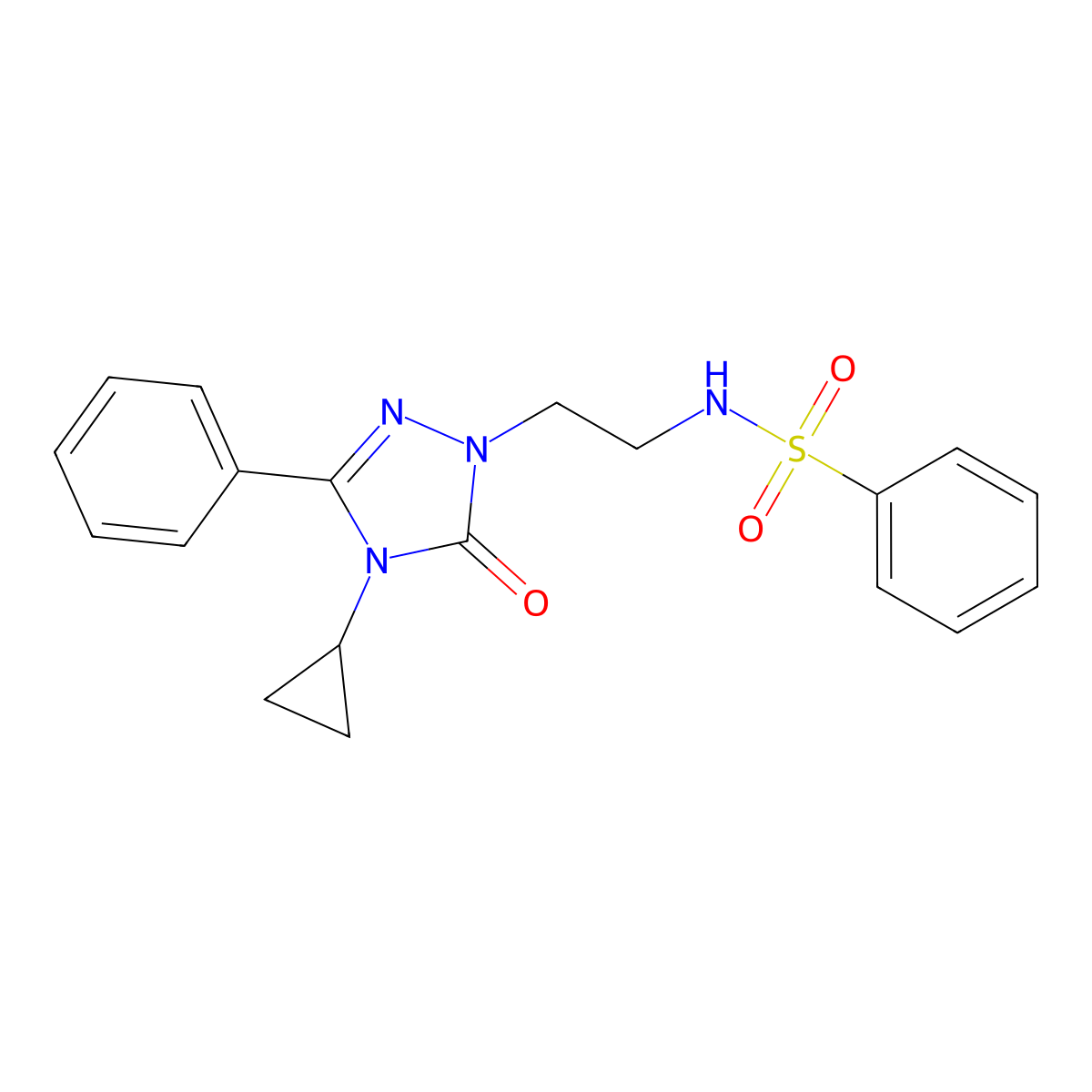 N-[2-(4-cyclopropyl-5-oxo-3-phenyl-4,5-dihydro-1H-1,2,4-triazol-1-yl)ethyl]benzenesulfonamide molecular structure, CAS 2188279-21-0