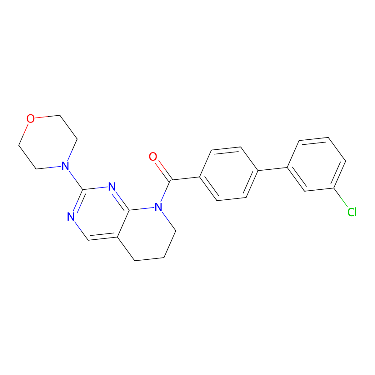 (3'-chloro-[1,1'-biphenyl]-4-yl)(2-morpholino-6,7-dihydropyrido[2,3-d]pyrimidin-8(5H)-yl)methanone molecular structure, CAS 2188279-23-2