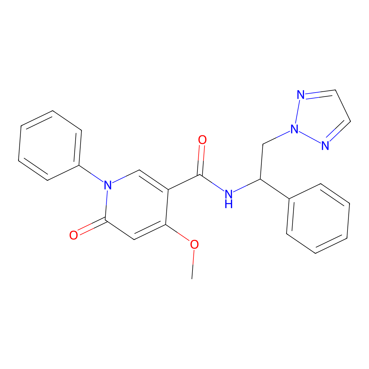 4-methoxy-6-oxo-1-phenyl-N-(1-phenyl-2-(2H-1,2,3-triazol-2-yl)ethyl)-1,6-dihydropyridine-3-carboxamide molecular structure, CAS 2188279-29-8