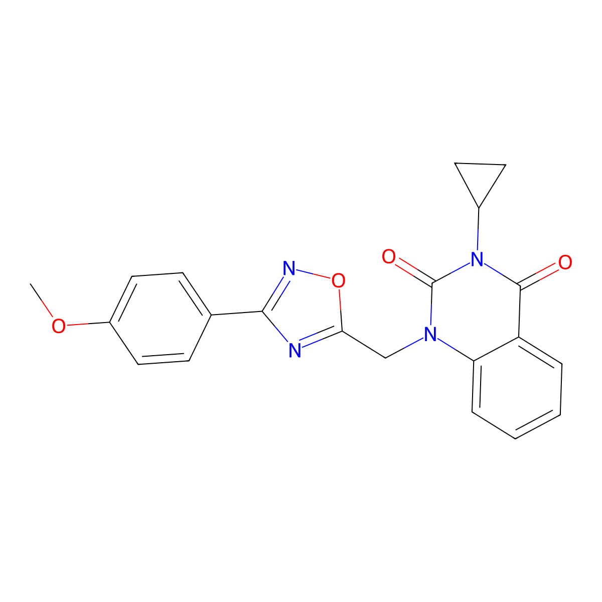 3-cyclopropyl-1-((3-(4-methoxyphenyl)-1,2,4-oxadiazol-5-yl)methyl)quinazoline-2,4(1H,3H)-dione molecular structure, CAS 2188279-30-1