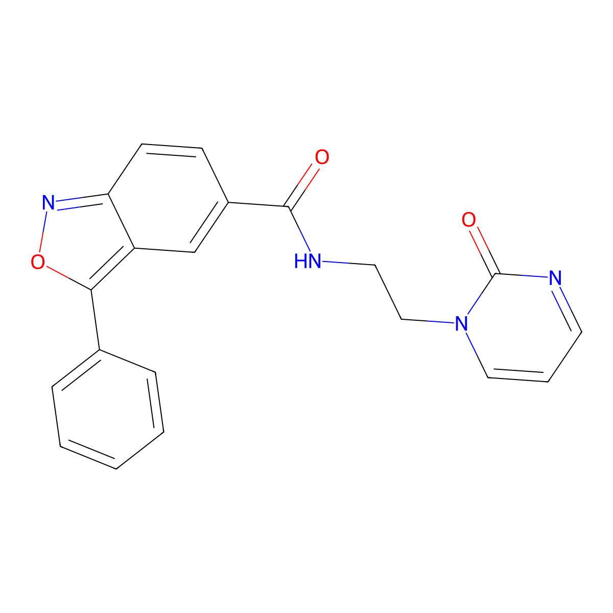 N-[2-(2-oxo-1,2-dihydropyrimidin-1-yl)ethyl]-3-phenyl-2,1-benzoxazole-5-carboxamide molecular structure, CAS 2188279-35-6