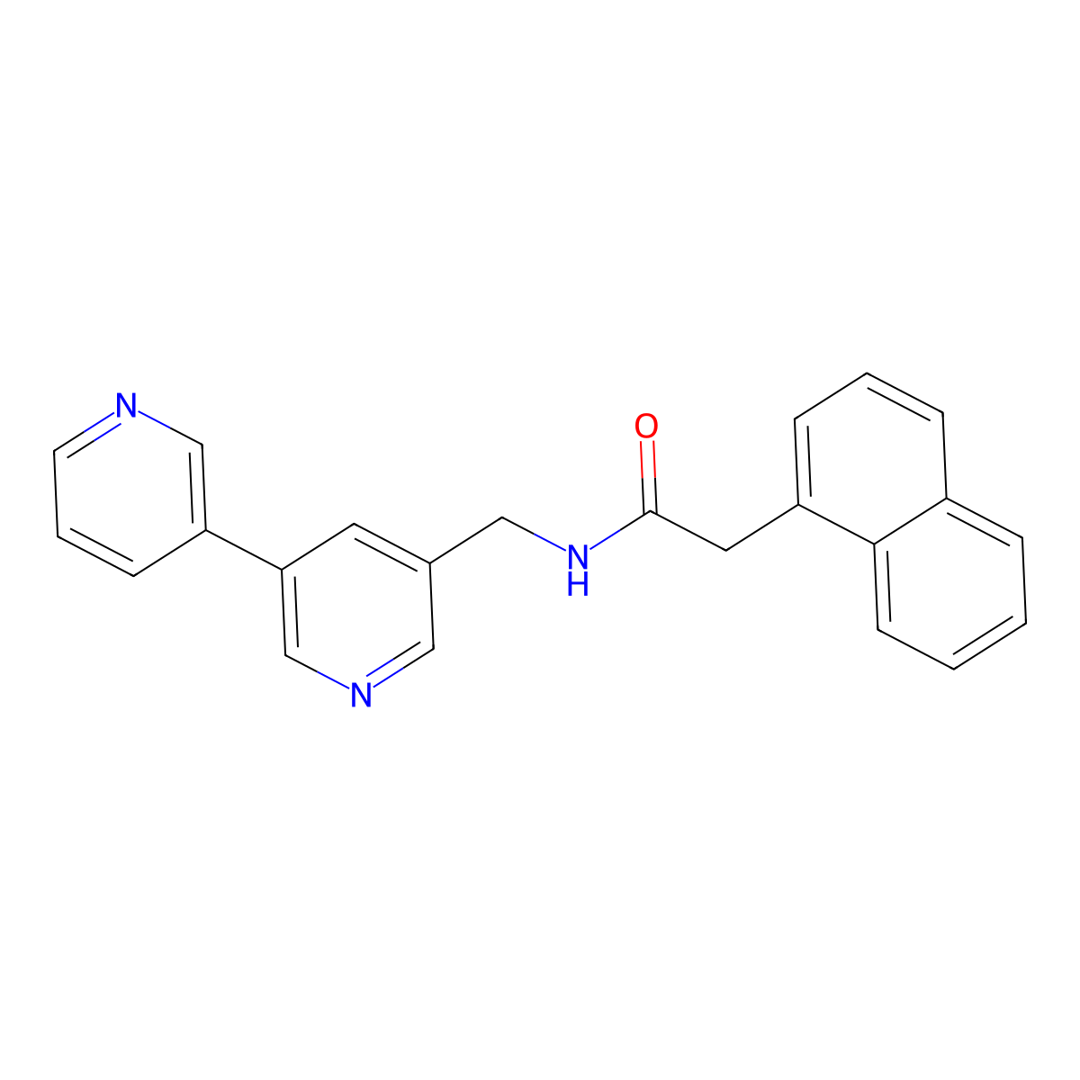 N-({[3,3'-bipyridine]-5-yl}methyl)-2-(naphthalen-1-yl)acetamide molecular structure, CAS 2188279-40-3