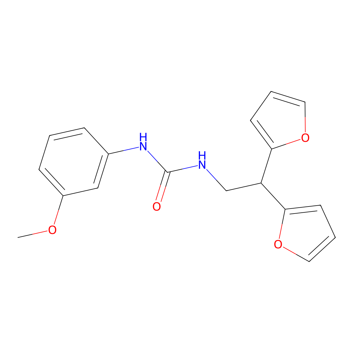 1-(2,2-Di(furan-2-yl)ethyl)-3-(3-methoxyphenyl)urea molecular structure, CAS 2188279-44-7