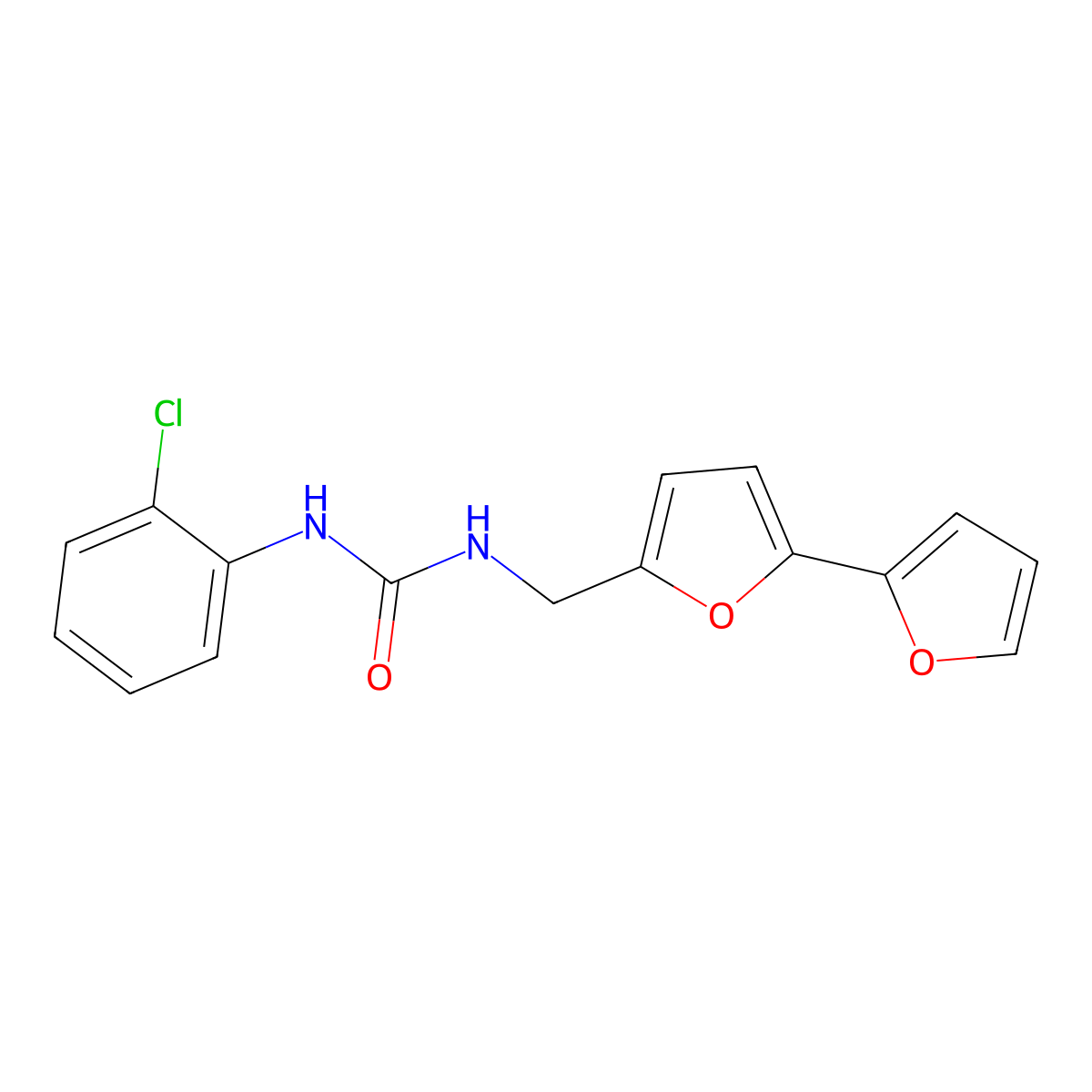 1-([2,2'-Bifuran]-5-ylmethyl)-3-(2-chlorophenyl)urea molecular structure, CAS 2188279-54-9