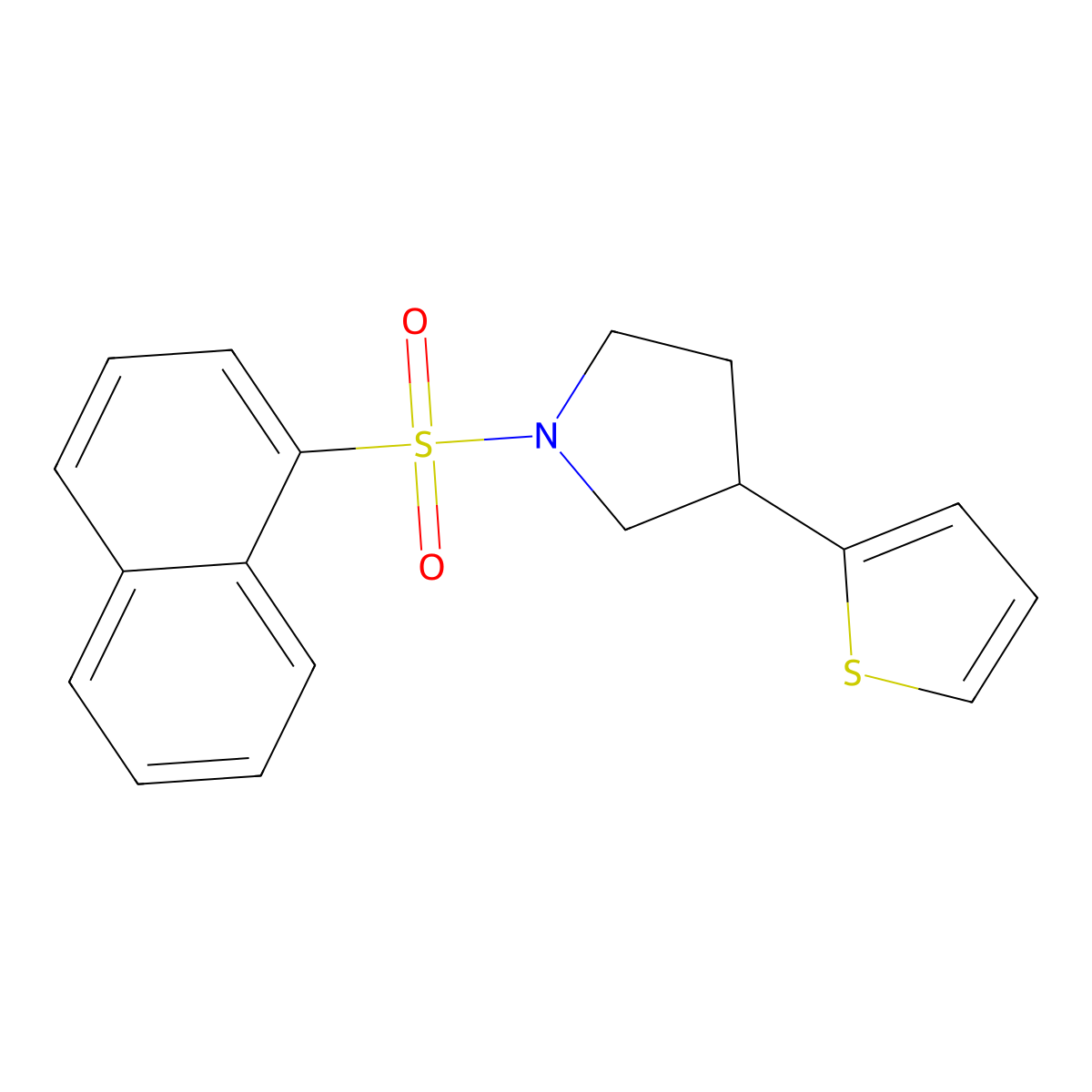 1-(Naphthalen-1-ylsulfonyl)-3-(thiophen-2-yl)pyrrolidine molecular structure, CAS 2188279-66-3