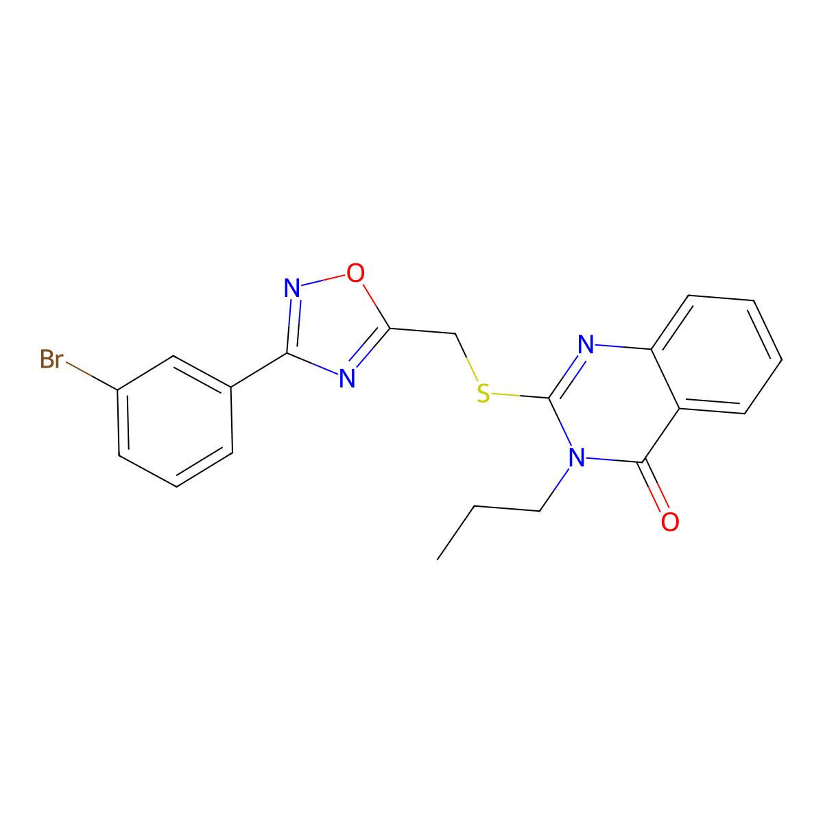 2-({[3-(3-Bromophenyl)-1,2,4-oxadiazol-5-yl]methyl}sulfanyl)-3-propyl-3,4-dihydroquinazolin-4-one molecular structure, CAS 2188279-69-6