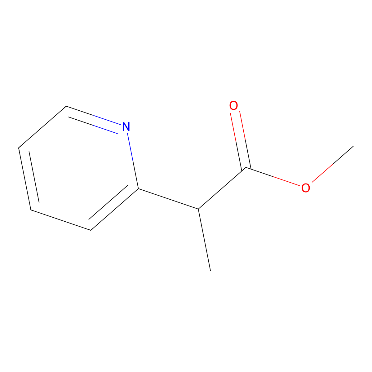 Methyl 2-(pyridin-2-yl)propanoate molecular structure, CAS 21883-27-2
