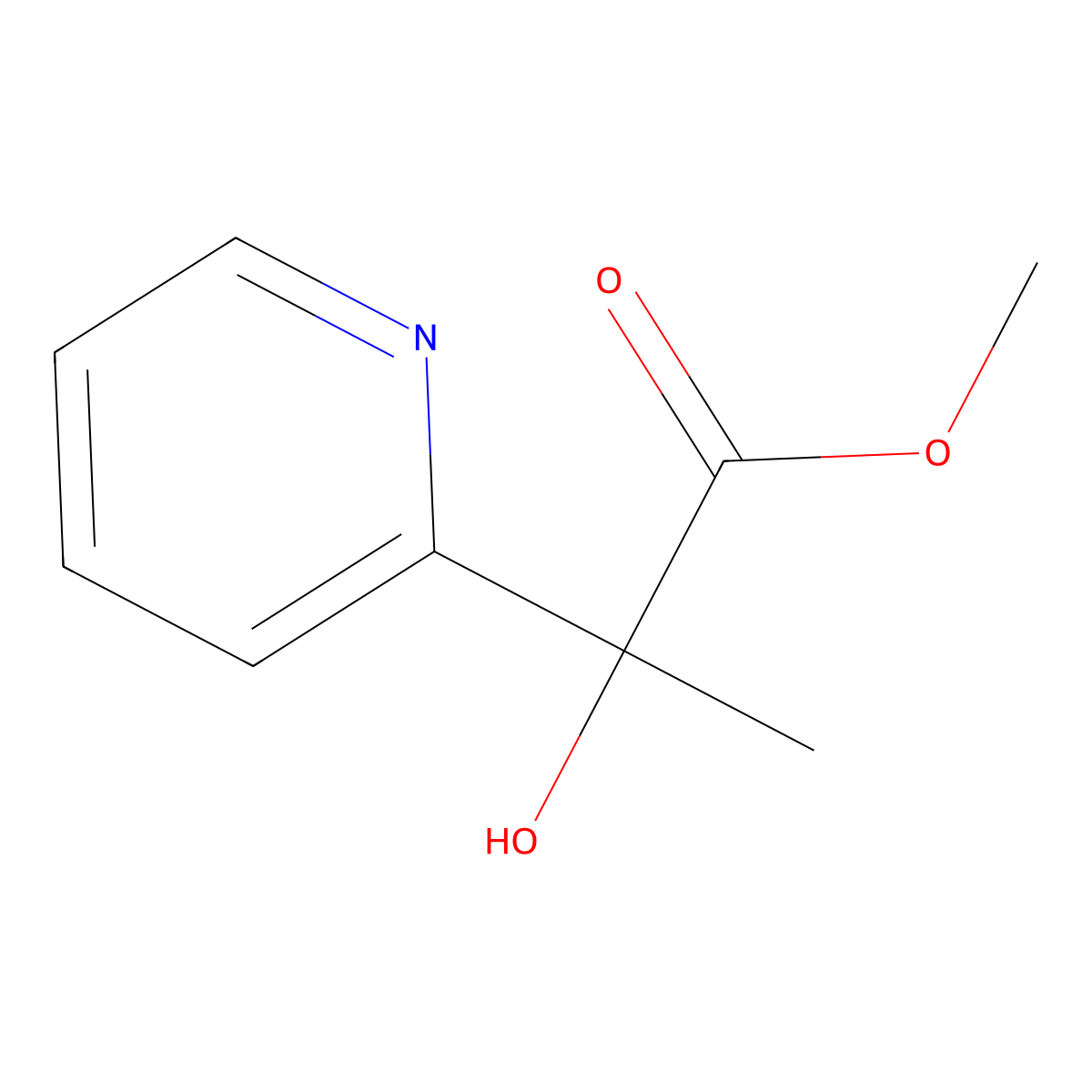 Methyl 2-hydroxy-2-(pyridin-2-yl)propanoate molecular structure, CAS 21883-28-3
