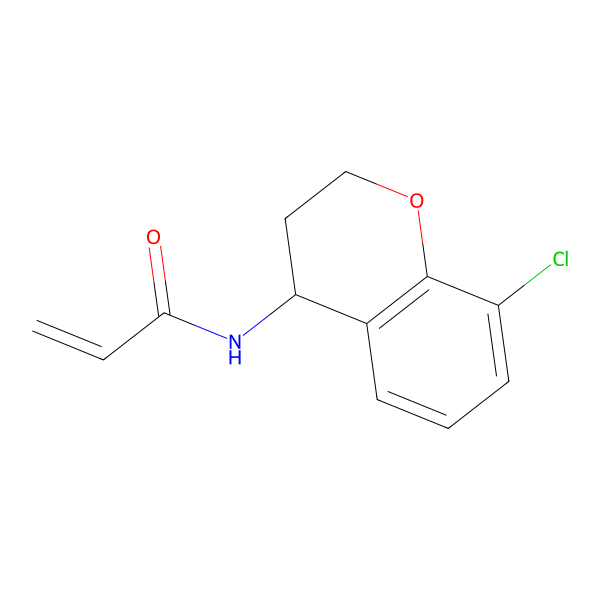 N-(8-chloro-3,4-dihydro-2H-1-benzopyran-4-yl)prop-2-enamide molecular structure, CAS 2188360-06-5