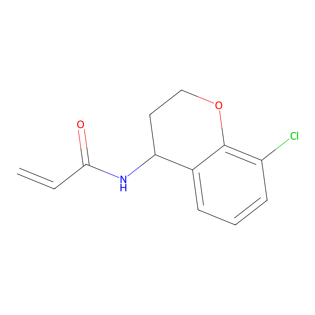 N-(8-chloro-3,4-dihydro-2H-1-benzopyran-4-yl)prop-2-enamide molecular structure, CAS 2188360-06-5