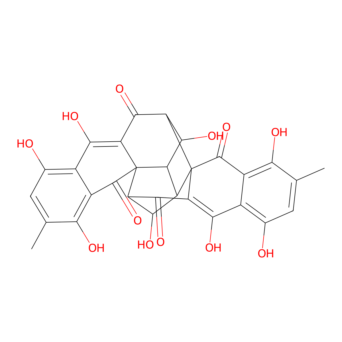 Luteoskyrin molecular structure, CAS 21884-44-6
