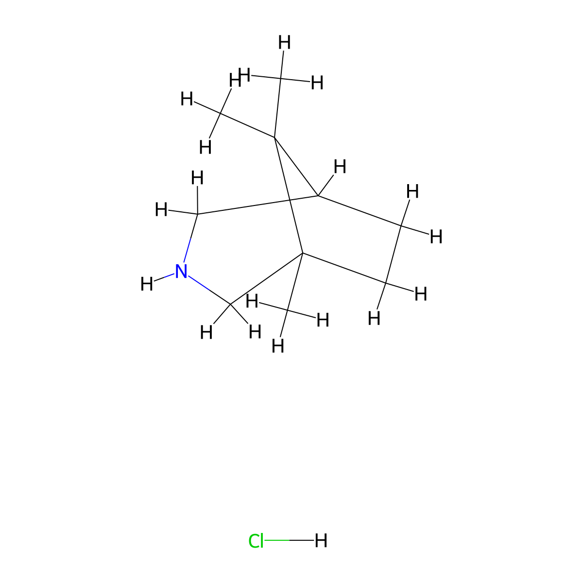 1,8,8-Trimethyl-3-azabicyclo[3.2.1]octane hydrochloride molecular structure, CAS 21885-14-3