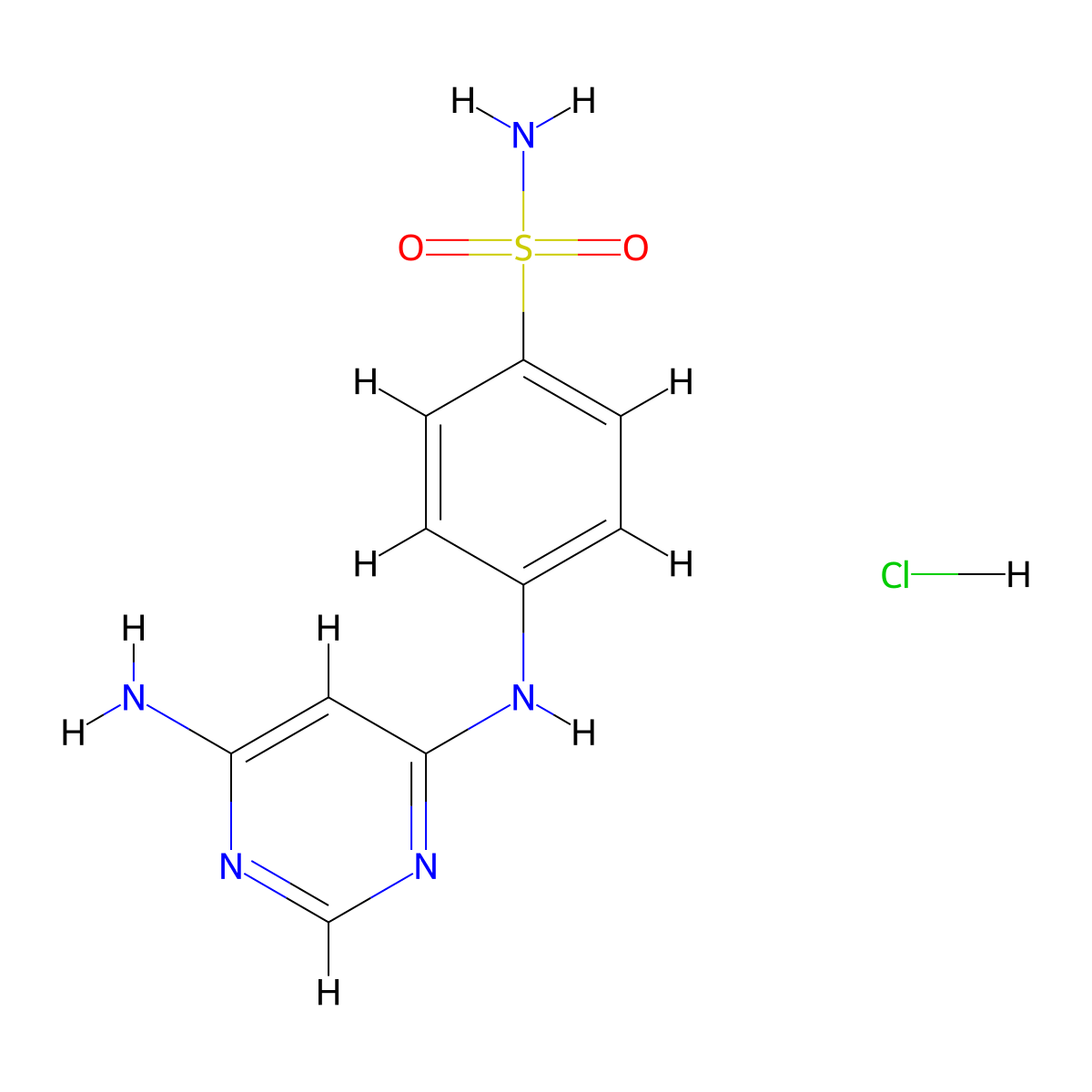4-((6-Aminopyrimidin-4-yl)amino)benzenesulfonamide hydrochloride molecular structure, CAS 21886-12-4
