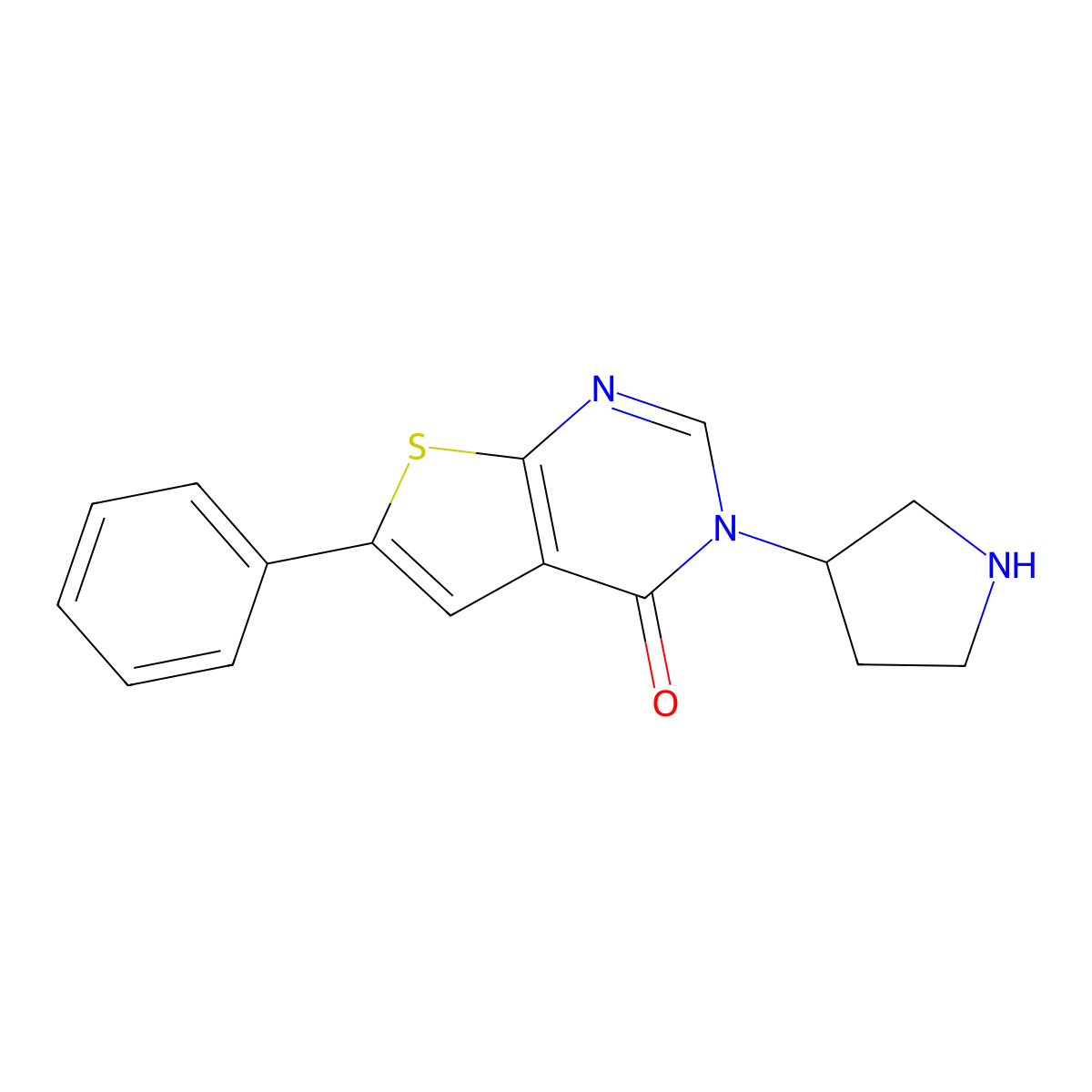 6-phenyl-3-[(3S)-3-pyrrolidinyl]thieno[2,3-d]pyrimidin-4(3H)-one hydrochloride molecular structure, CAS 2188868-47-3