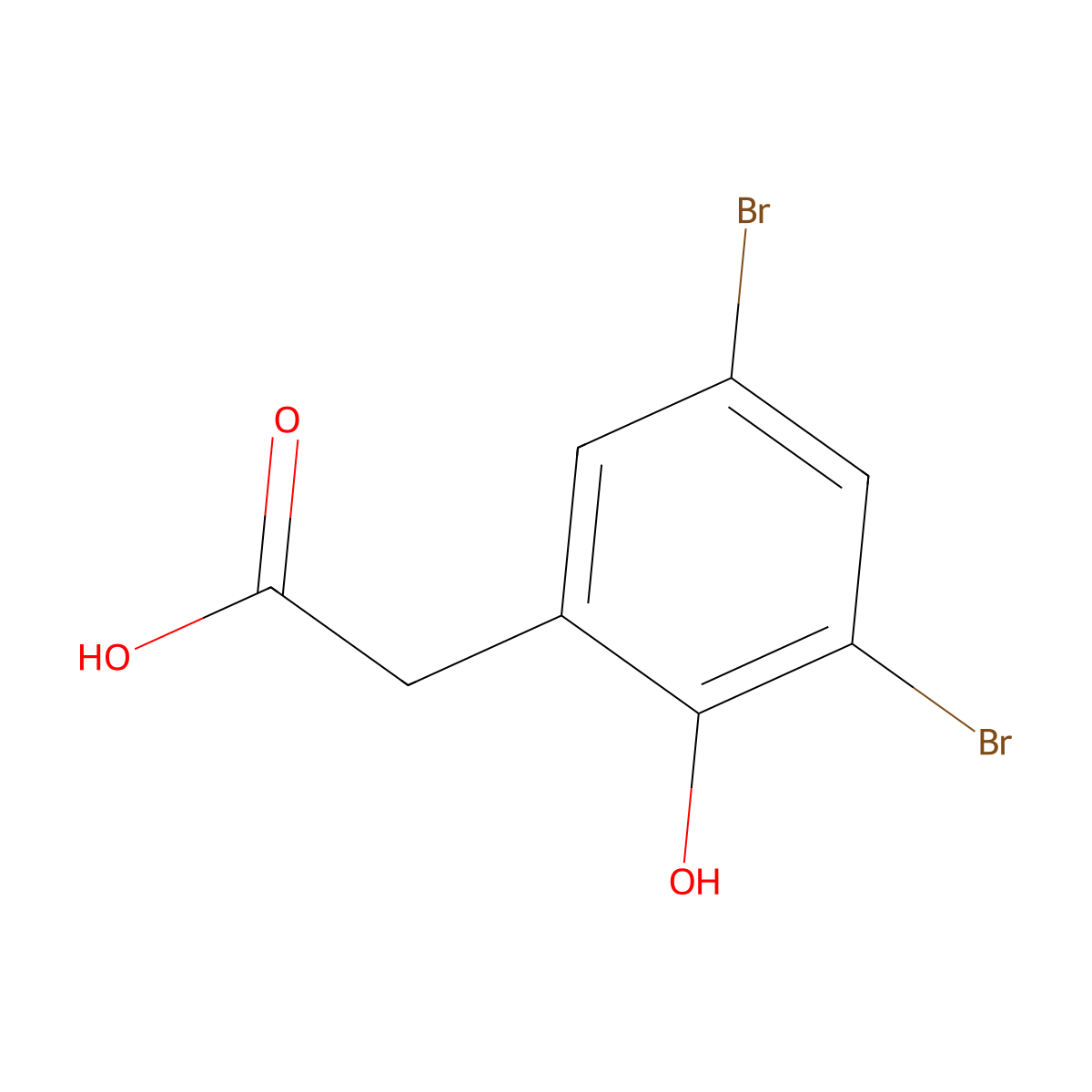 (3,5-Dibromo-2-hydroxyphenyl)acetic acid molecular structure, CAS 21891-69-0