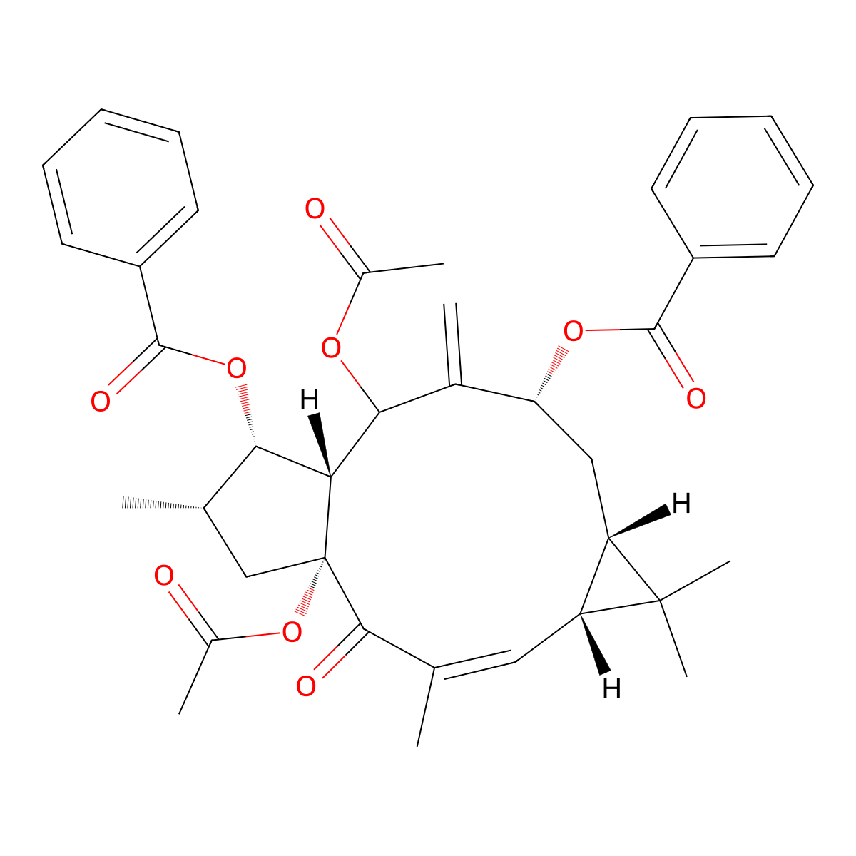[(1R,3Z,5R,7S,9R,12R,13S,14S)-1,11-diacetyloxy-13-benzoyloxy-3,6,6,14-tetramethyl-10-methylidene-2-oxo-9-tricyclo[10.3.0.05,7]pentadec-3-enyl] benzoate molecular structure, CAS 218916-51-9