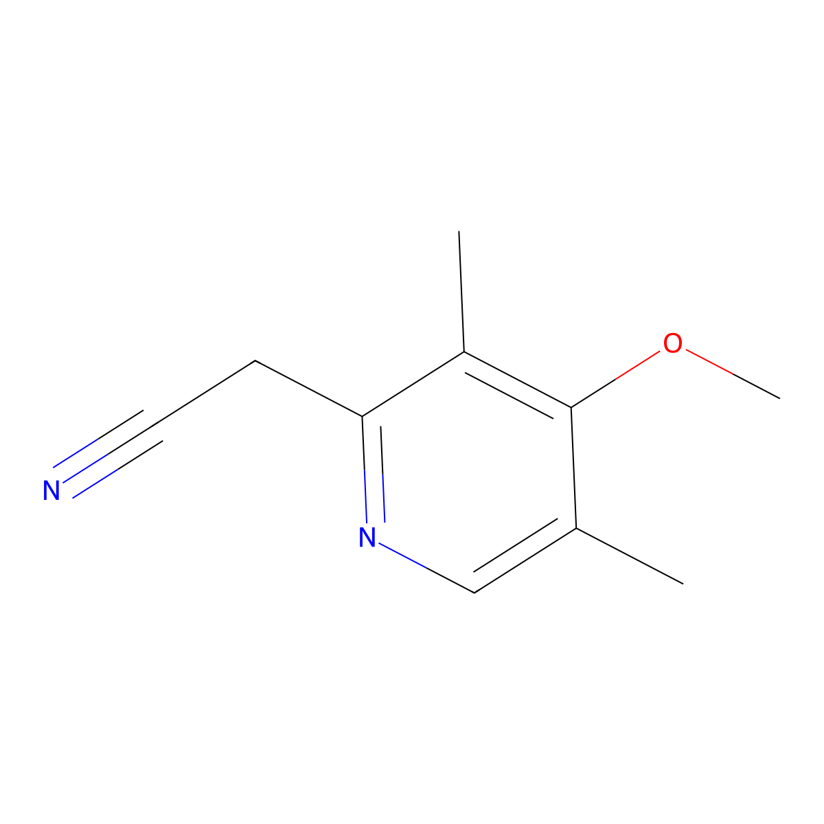 (4-Methoxy-3,5-dimethylpyridin-2-yl)acetonitrile molecular structure, CAS 218921-06-3