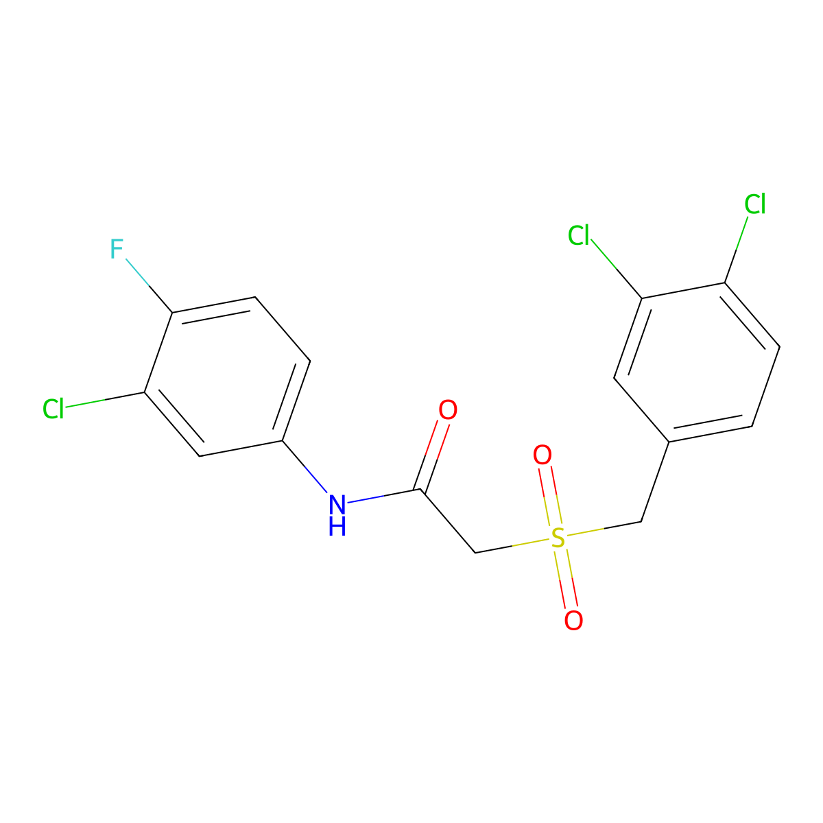 N-(3-Chloro-4-fluorophenyl)-2-(((3,4-dichlorophenyl)methyl)sulfonyl)acetamide molecular structure, CAS 218929-48-7