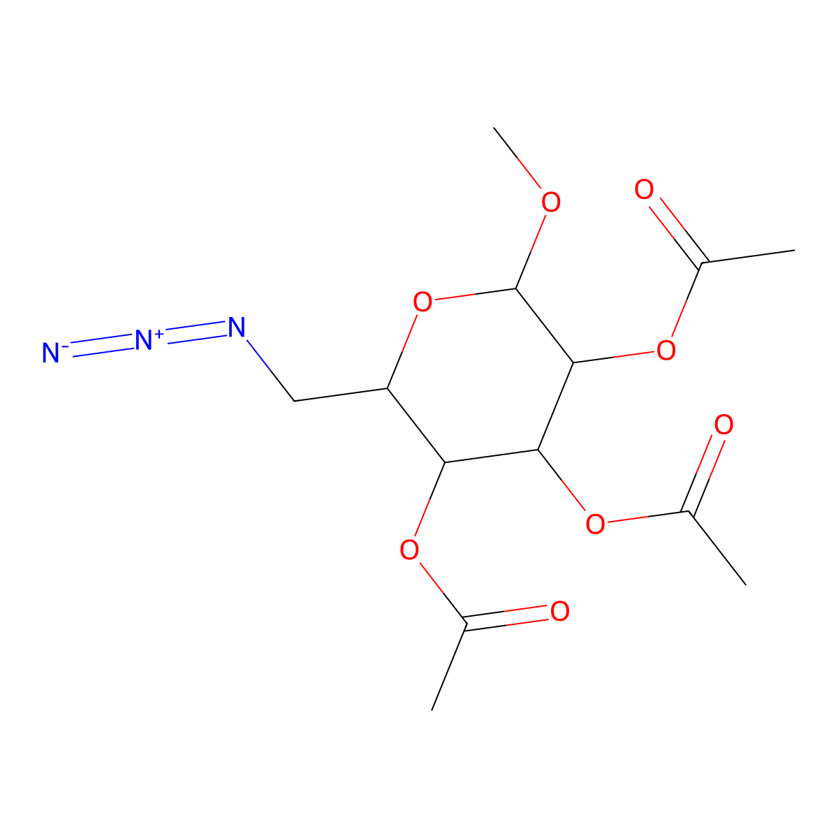 Methyl 2,3,4-tri-O-acetyl-6-azido-6-deoxy-alpha-D-glucopyranoside molecular structure, CAS 21893-05-0