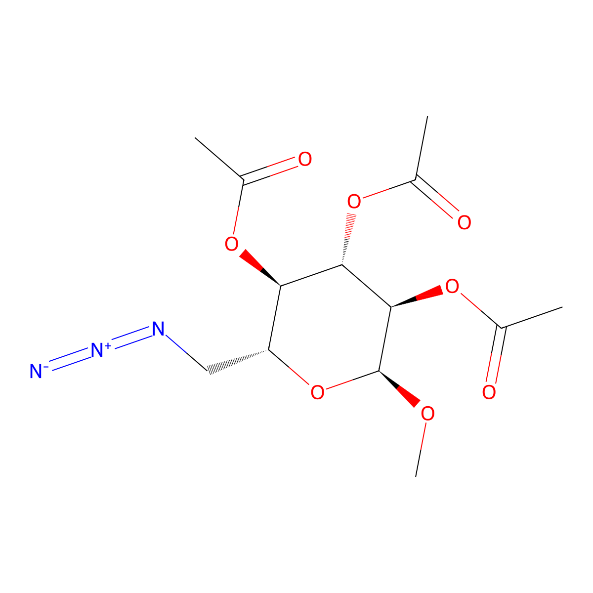 Methyl 2,3,4-tri-O-acetyl-6-azido-6-deoxy-alpha-D-glucopyranoside molecular structure, CAS 21893-05-0