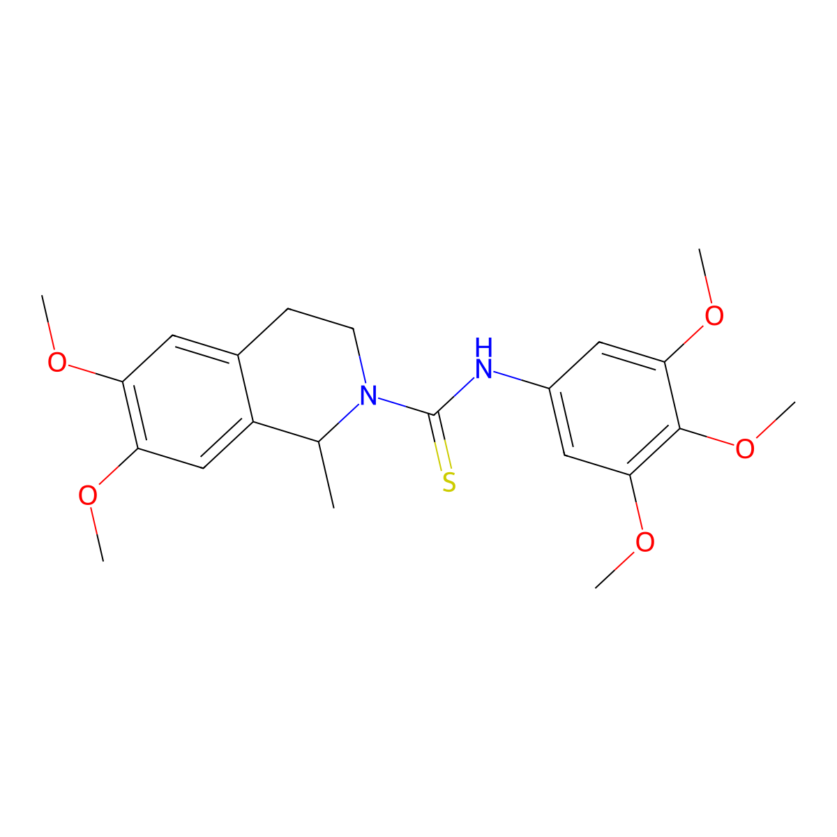 3,4-Dihydro-6,7-dimethoxy-1-methyl-N-(3,4,5-trimethoxyphenyl)-2(1H)-isoquinolinecarbothioamide molecular structure, CAS 218930-00-8