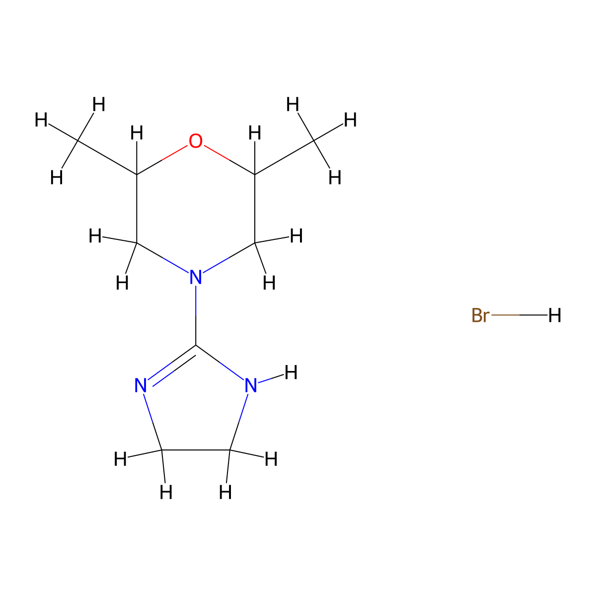 4-(4,5-dihydro-1H-imidazol-2-yl)-2,6-dimethylmorpholine hydrobromide molecular structure, CAS 218930-08-6