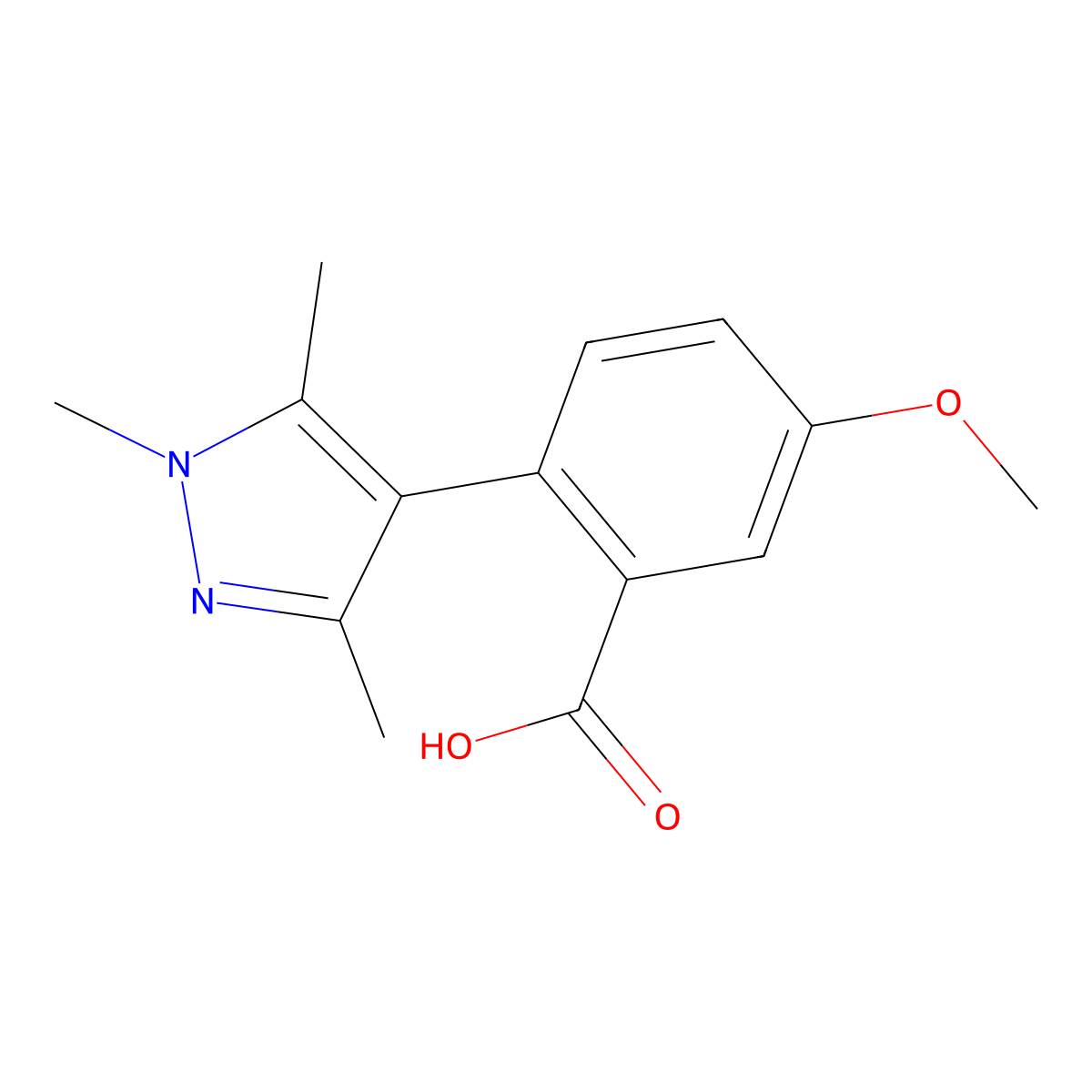 5-methoxy-2-(1,3,5-trimethyl-1H-pyrazol-4-yl)benzoic acid molecular structure, CAS 218930-41-7