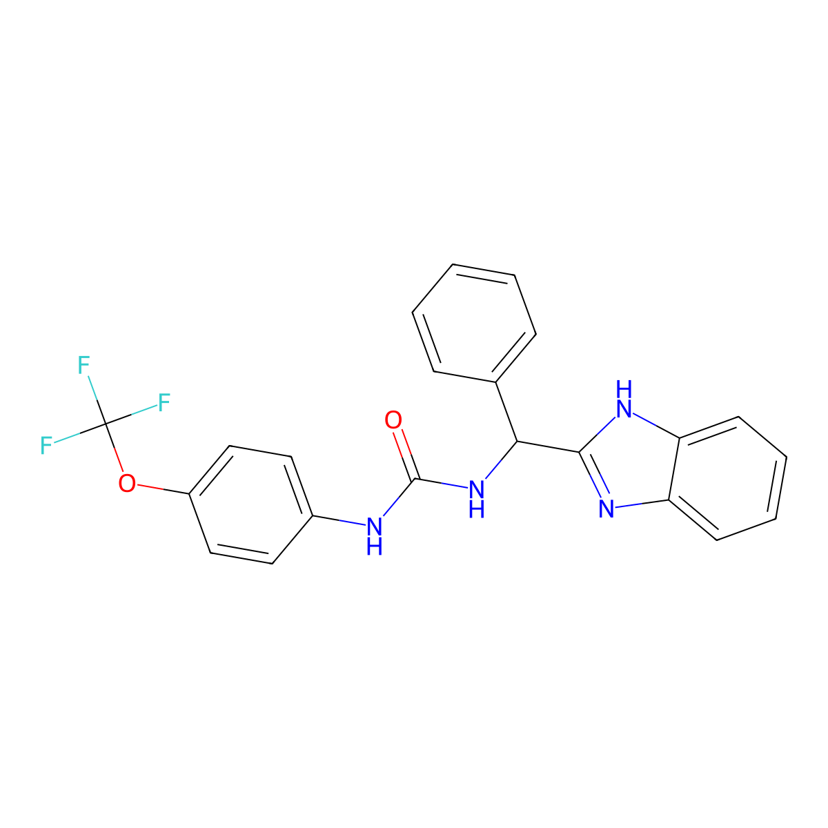 N-[1H-benzimidazol-2-yl(phenyl)methyl]-N'-[4-(trifluoromethoxy)phenyl]urea molecular structure, CAS 2189305-96-0