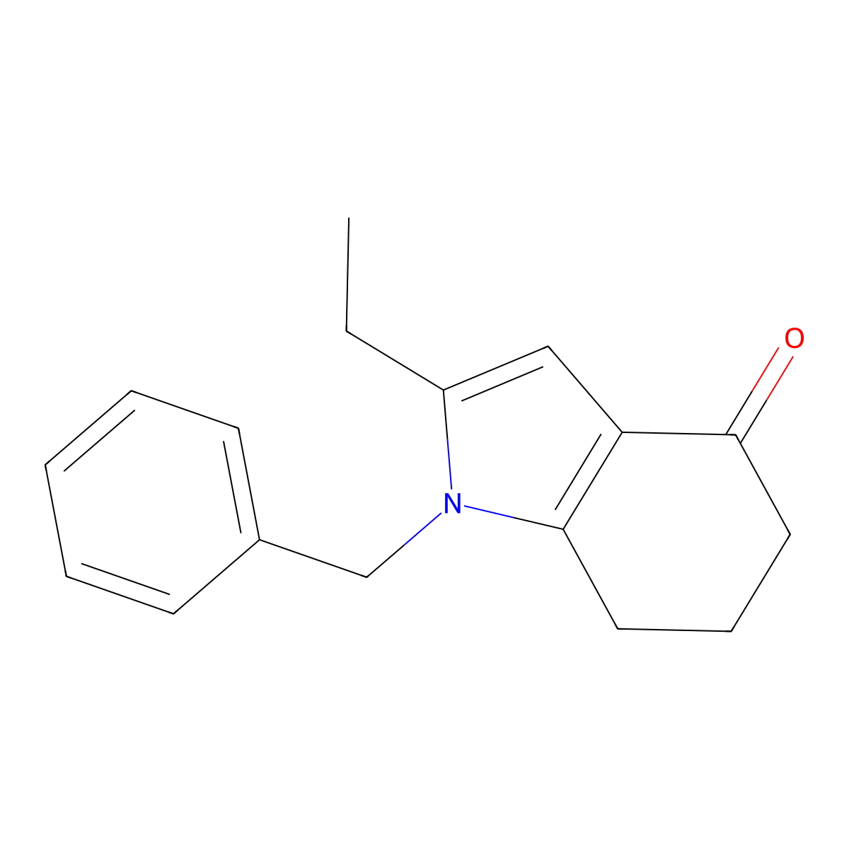 1-benzyl-2-ethyl-4,5,6,7-tetrahydro-1H-indol-4-one molecular structure, CAS 218934-50-0