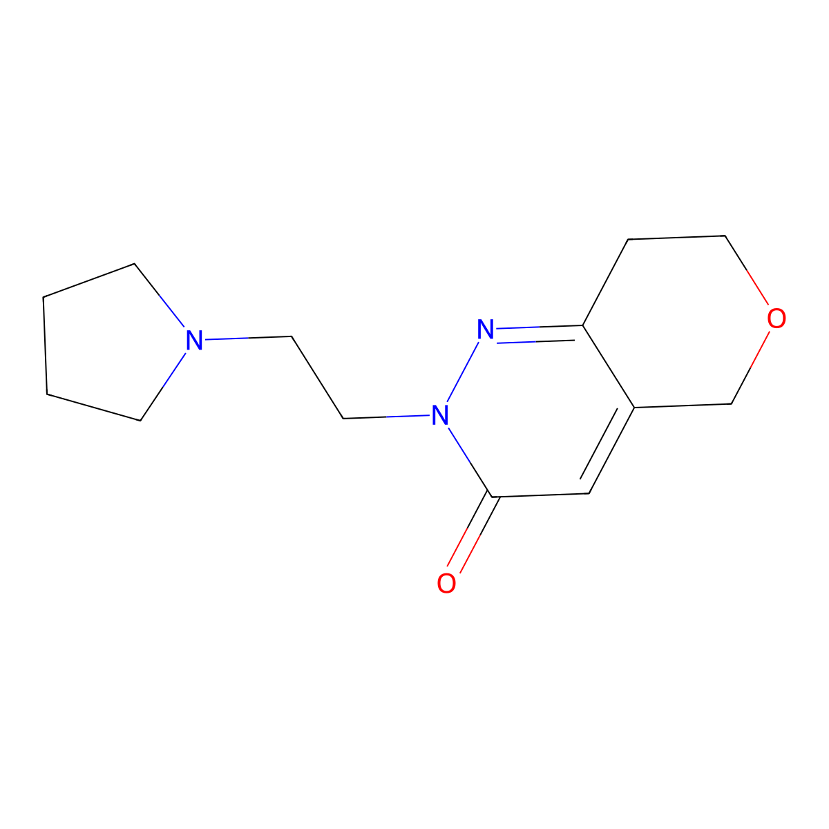 2-[2-(pyrrolidin-1-yl)ethyl]-2H,3H,5H,7H,8H-pyrano[4,3-c]pyridazin-3-one molecular structure, CAS 2189368-08-7